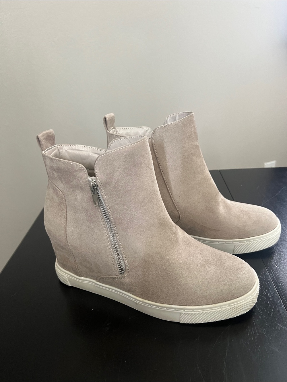 Arizona Jean Company Light Taupe Suede Wedge Sneaker Boot